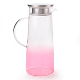 Heart Home Premium 1.4 LTR Glass Jug with Stainless Steel Lid and Handle | Leakproof Pitcher for Water, Cold Brew, Tea, Iced Coffee, Lemonade | Heat Resistant | Housewarming Gift | Pink